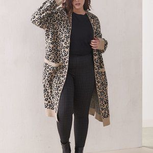 Cat’s Meow Jacquard Leopard Cardigan, Sanctuary, Size 1X